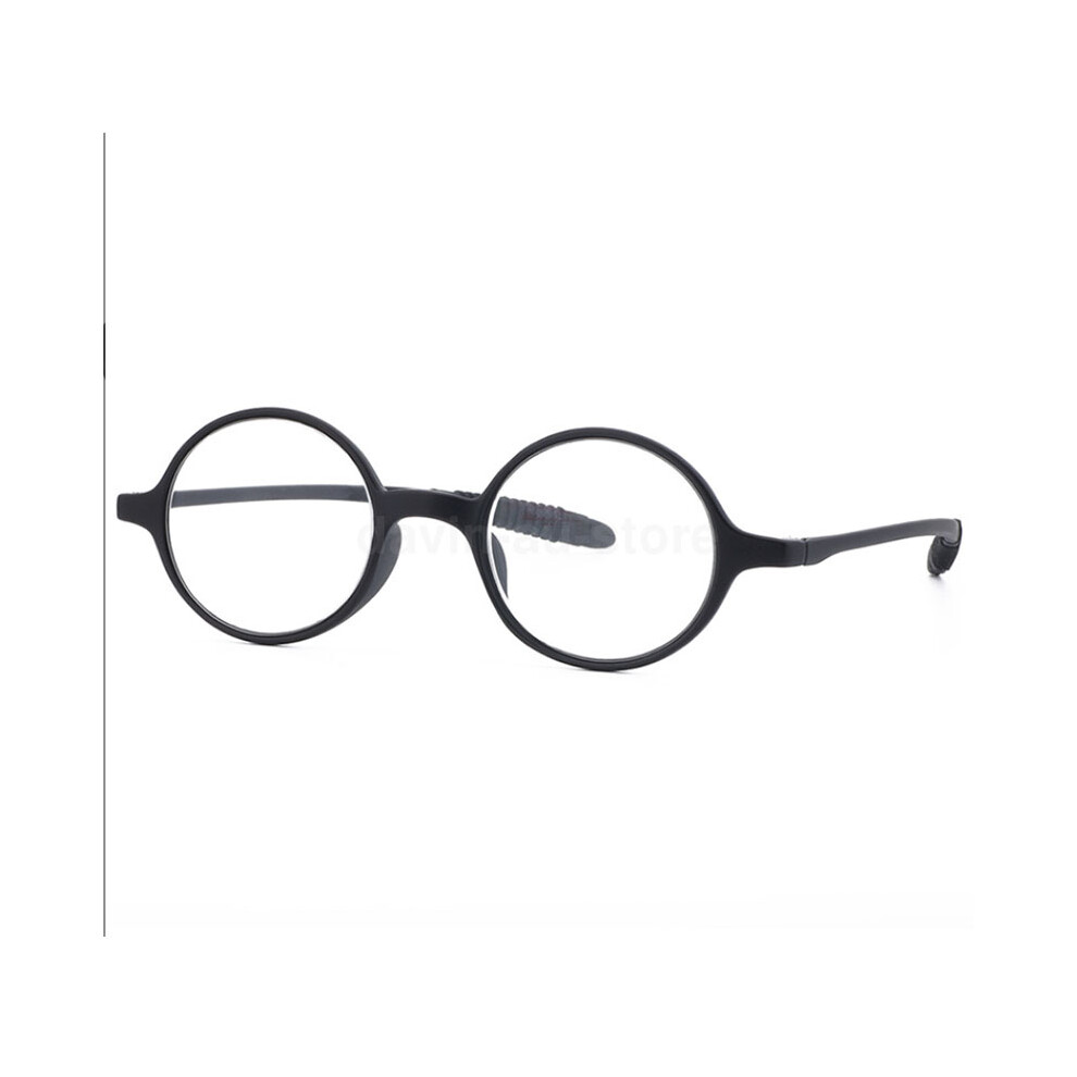 Black (, +2.75) Tr90 Small Reading Glasses Retro Fashion Eyeglass Round Eyewear