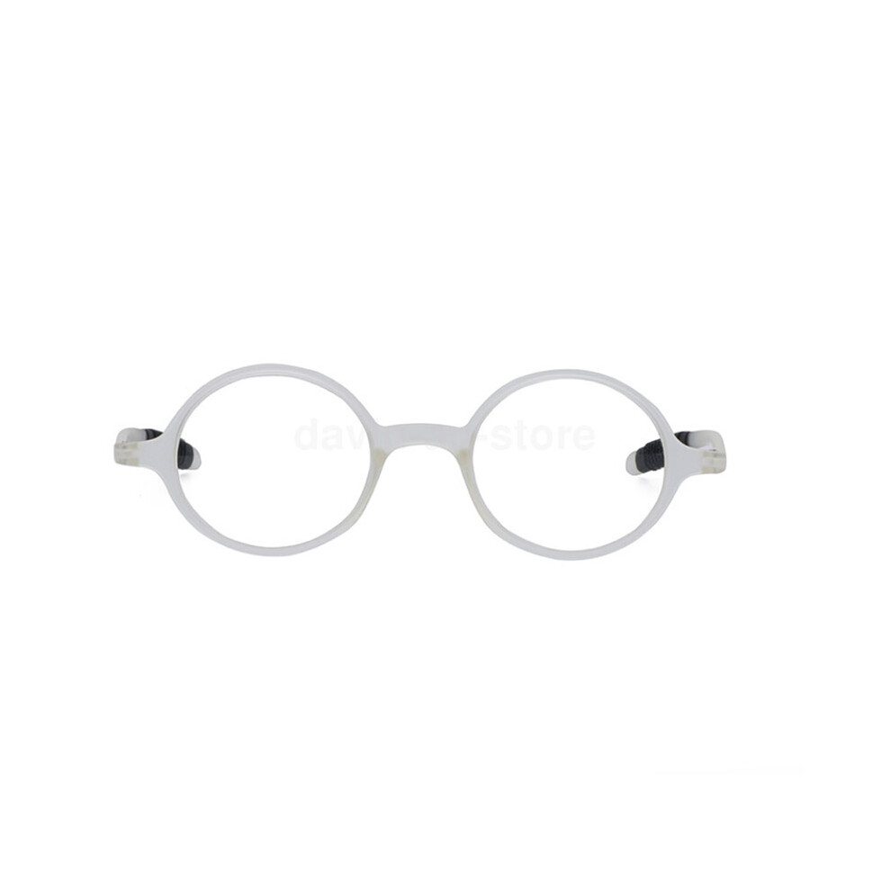 White (Clear +1.00) Tr90 Small Reading Glasses Retro Fashion Eyeglass Round Eyewear