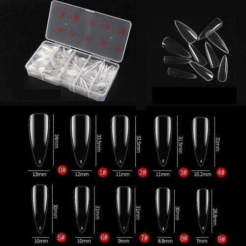 (As show, One size) 500pcs Nail Tips Quick Extension Transparent Press On False Nails Tips 1
