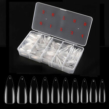 (As show, One size) 500pcs Nail Tips Quick Extension Transparent Press On False Nails Tips