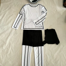 (White, 8-9Y) 4pcs Boy Set: 1 White Print Top 1 Pair of Contrasting Pants 1 Black Backpack 1 Pattern Mask, Boy Set, Halloween Holiday Party, Stage Performance