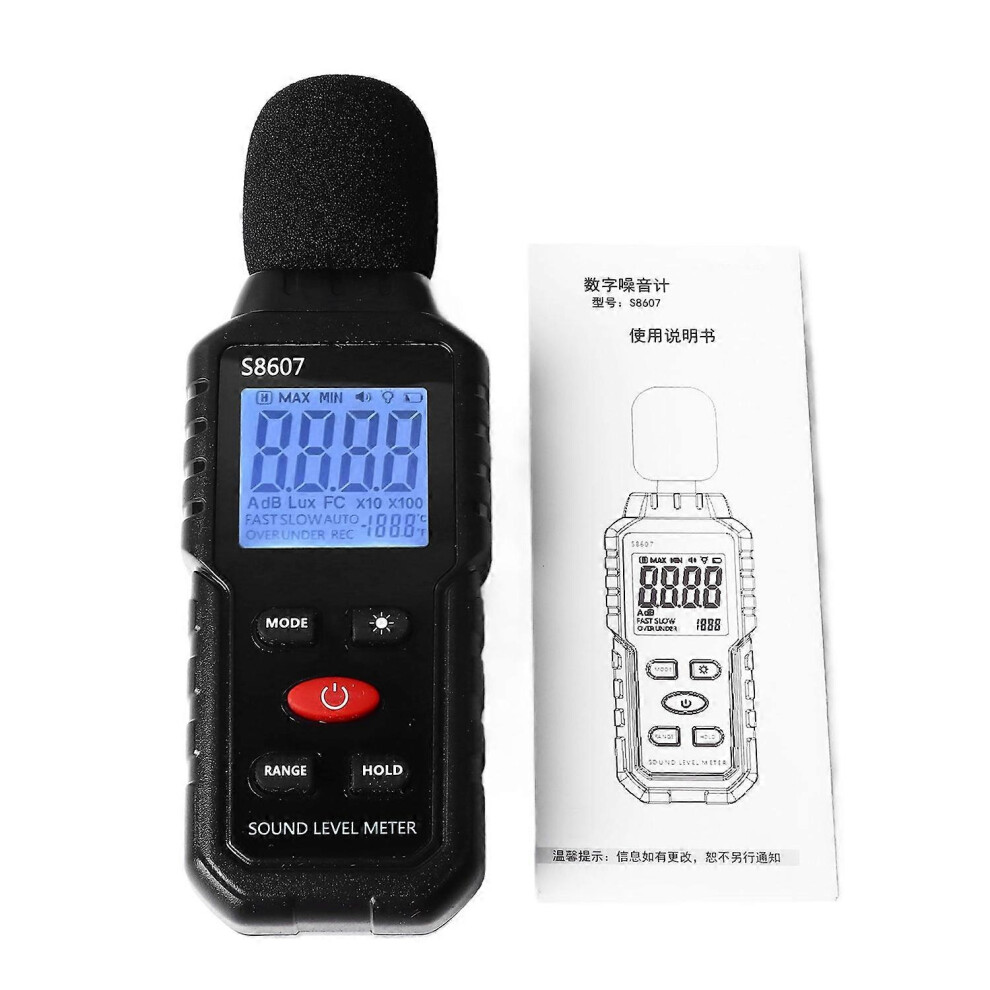(As Show, One Size) Sound Level Meter Digital Lcd Display Backlit Screen Noise Decibel Portable Spl Meter S8607 6909775551172