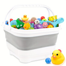 (Gray) Durable Quick-Dry Foldable Bath Toy Storage Organizer | Detachable Base Multi-Compartment Shower Basket, Space-Saving Mixed Colors