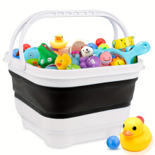 (Black) Durable Quick-Dry Foldable Bath Toy Storage Organizer | Detachable Base Multi-Compartment Shower Basket, Space-Saving Mixed Colors