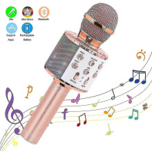 (As show, One size) Wireless Karaoke Microphone Bluetooth Handheld Portable Speaker Home Ktv Player With Dancing Led Lig