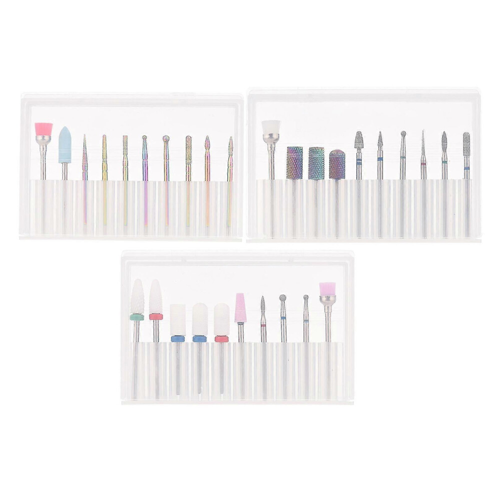 (As show, One size) Nail Drill Bit Set Tungsten Steel Drill Bits Mini Cleaning Brushes