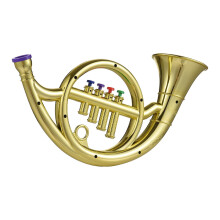 (As show, One size) French Horn with 4 Colored Coded Keys Kids Musical Wind Instruments Eco-friendly ABS Early Education