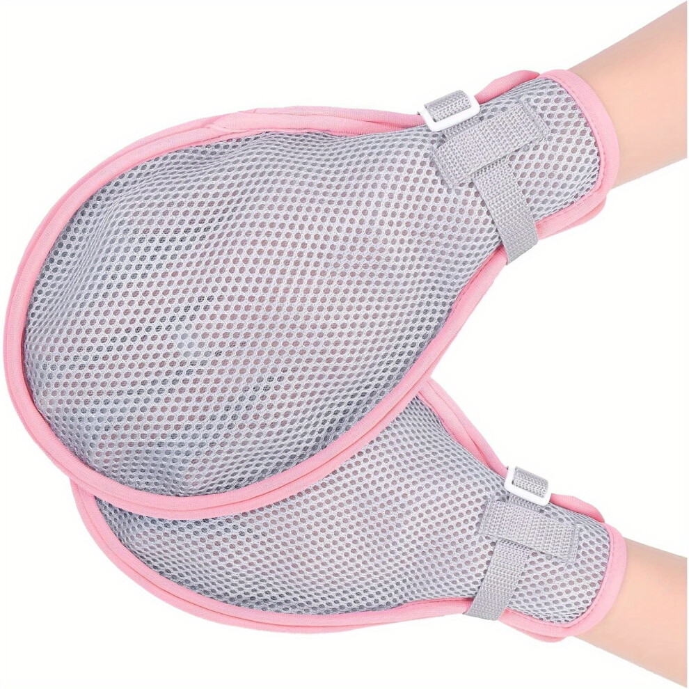Xylfly (, 2Pcs) 2Pcs Breathable Summer Mittens For Elderly Or Dementia Patients - Anti-Self-Harm, Bed Restraint Gloves, Polyester Fabric Pink
