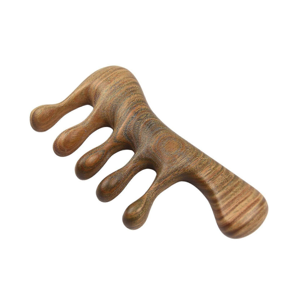 Unisex Green (As Show, One Size) Sandalwood Wide Tooth Hair Comb Head Scalp Massage