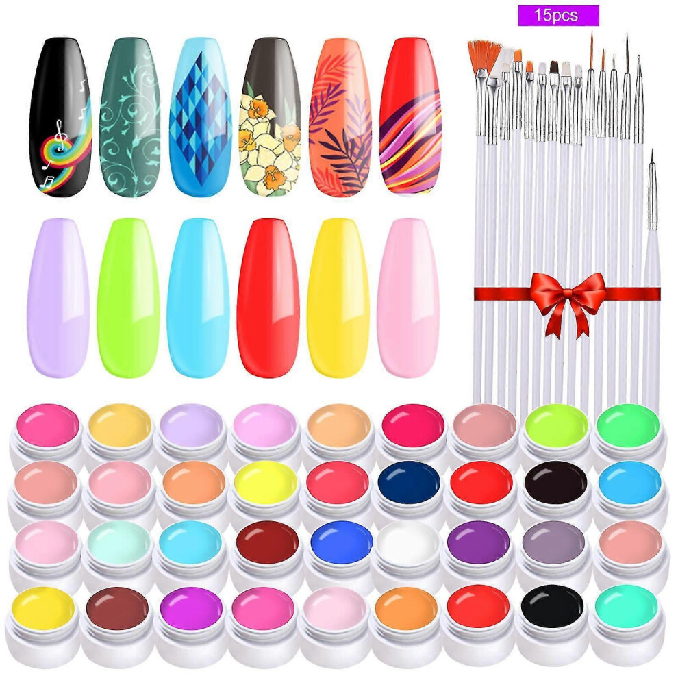 (As show, One size) Bestauty 36 Color Nail Polish Nail Art Pigment Set Uv Gel Builder