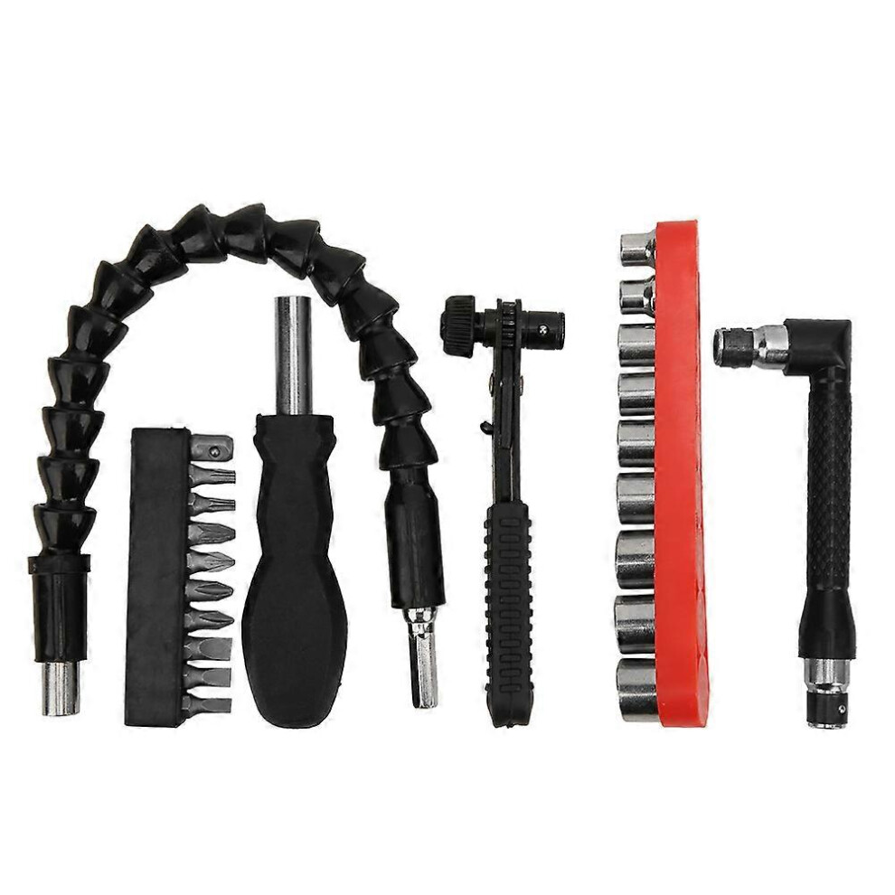 (As Show, One Size) 23Pcs Flexible Shaft Bit Carbon Steel Screwdriver Bits Socket Hand Tool For Electric Drill 6909775975701
