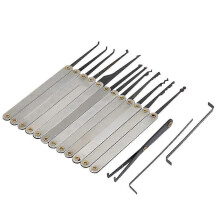 (As show, One size) 15pcs Stainless Steel Lock Pick Opener Set Locksmith Tools