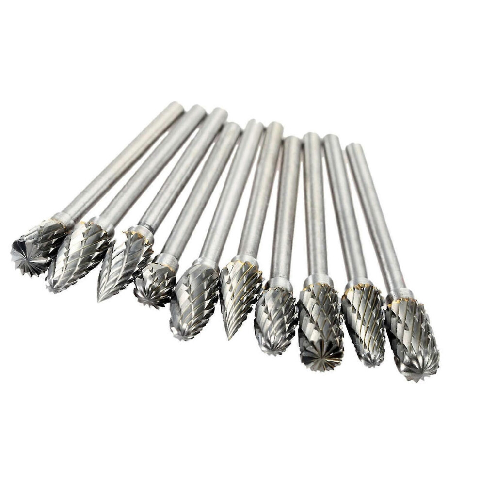 (As Show, One Size) Electric Grinding Accessories 10Pcs Tungsten Steel Carbide Milling Cutter 6909775960646