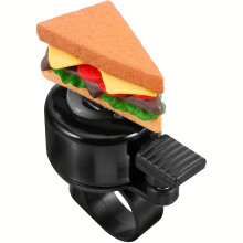 (Sandwich, 1pc) 1pc Modern Black Bicycle Bell with Burger Design - Loud & Clear Sound, Durable Polyester Material