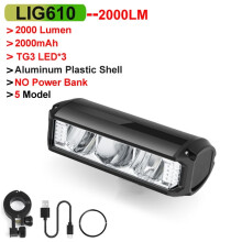 (2000 mAh) Fahrradlicht vorne 6000 Lumen Fahrradlicht 8000 mAh wasserdichte Taschenlampe USB-Aufladung MTB Rennradlampe