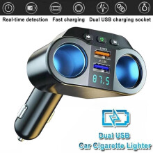 Bluetooth 5.0 FM-Transmitter & Auto-Ladegerät 12-24V – Dual USB, 2 Zigarettenanzünder, LED-Display, Freisprechfunktion, 90 Drehung