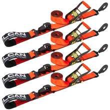 Correa de amarre combinada para eje VULCAN con trinquete y gancho a presi   n - 2 pulgadas x 114 pulgadas - Paquete de 4 - Serie PRO - Carga de tra
