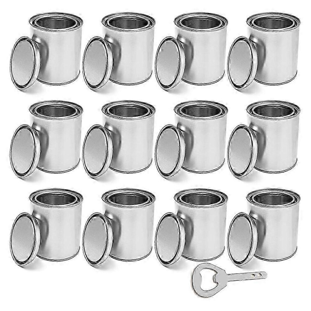 (As show, One size) 12 Pack Empty Paint Cans with Lids 0.4 Quart Tin Unlined Paint Bucket, Unlined Paint Bucket compatible with Crafts DIY Projects-image-OPC-PH9JZV6-NEW