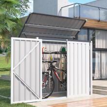 YODOLLA Outdoor Mülltonnenbox mit Gasdruckfeder, 1300L (Weiß)