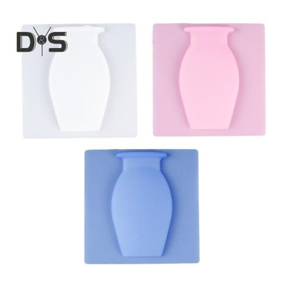 (as the picture, A) 3/6Pcs Wall Mount Silicone Vase Reusable Self-Adhesive Home Office Indoor Refrigerator Window Wall Hanging Plants Flower Vase Sticker Decoration