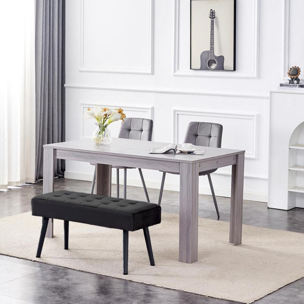 Dining Table and 2 Chairs With Bench  2 Grey Velvet Chairs Wood Table Dining Set Furniture