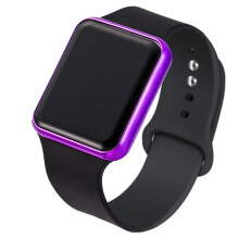 Schwarz-Lila Damenuhr 2024 Sport-Digitaluhr, quadratisches LED-Display, lässig-elegant, Silikonband, moderne Uhr für Damen