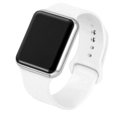 (Weiß Silber) Damenuhr 2024 Sport-Digitaluhr für Damen Herrenmode Quadratische LED-Elektronikuhr Lässige einfache