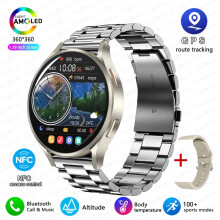 (Silberstahl) 2025 Neue NFC Bluetooth Call Smart Watch Erwachsene Uhr 6 GPS Motion Track 360 * 360 HD Display