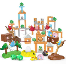(Three Boxes Set, 97Pcs) Rage Birds Building Blocks Catapult Slingshot Angry Red Chuck Bomb Cute Bad Piggies Toy