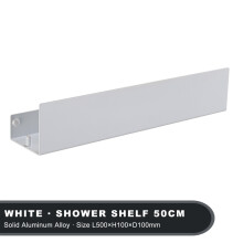 (Weiß 50 cm) Schwarzes Badezimmer-Accessoires-Organizer-Regal mit Haken Aluminium-Badezimmer-Accessoires Dekorative