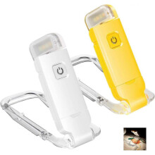 (1Pcs - Yellow) Book Light, Clip On Reading Light, USB Rechargeable, 3 Brightness Levels Dimmable Bookmark Light for Eye-Protection