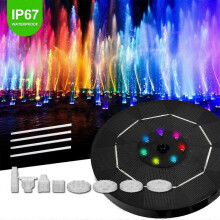 (white) Solar Fountain for Bird Bath, 3.5W Upgraded Solar Bird Bath Fountain with 6 Nozzles, Floating Solar Water Fountain Pump with RGB LED Light