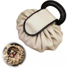 (white) Lazy Drawstring Makeup Bags, Large Cosmetic Bag Pouch Waterproof Travel Toiletry Bag Makeup Storage Organiser for Women Girl