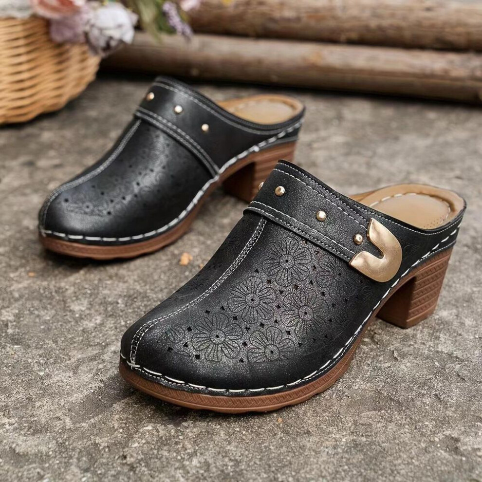 (black, 37) Women Stylish Slippers Closed Toe Mules with Soft Sole & Slip Comfortable Walking Shoes