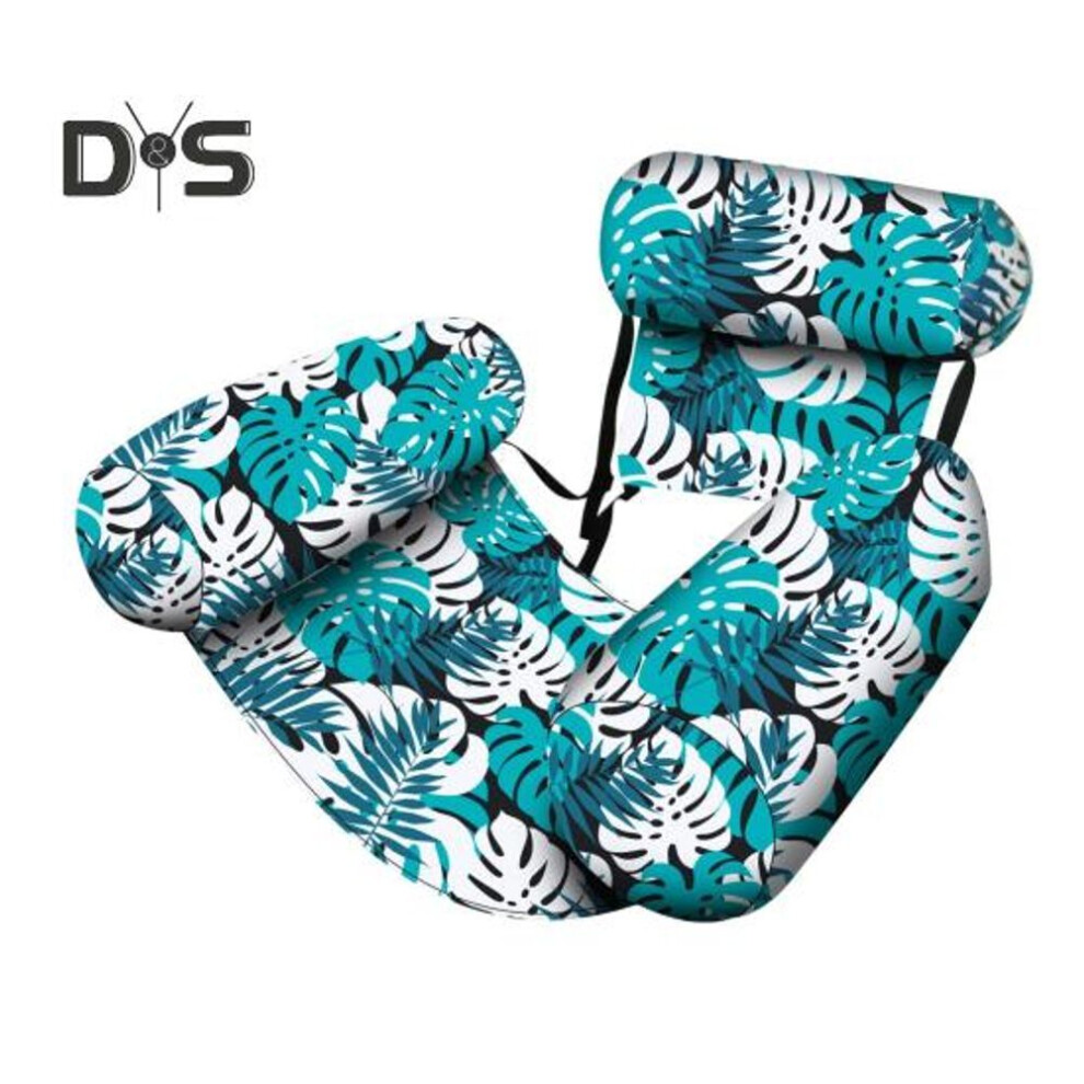 (green) Inflatable Pool Float Plant Pattern Lounge Chair for Adults Floating Water Hammock Blow Up Pool Noodles for Swimming Party Summer Water Beach