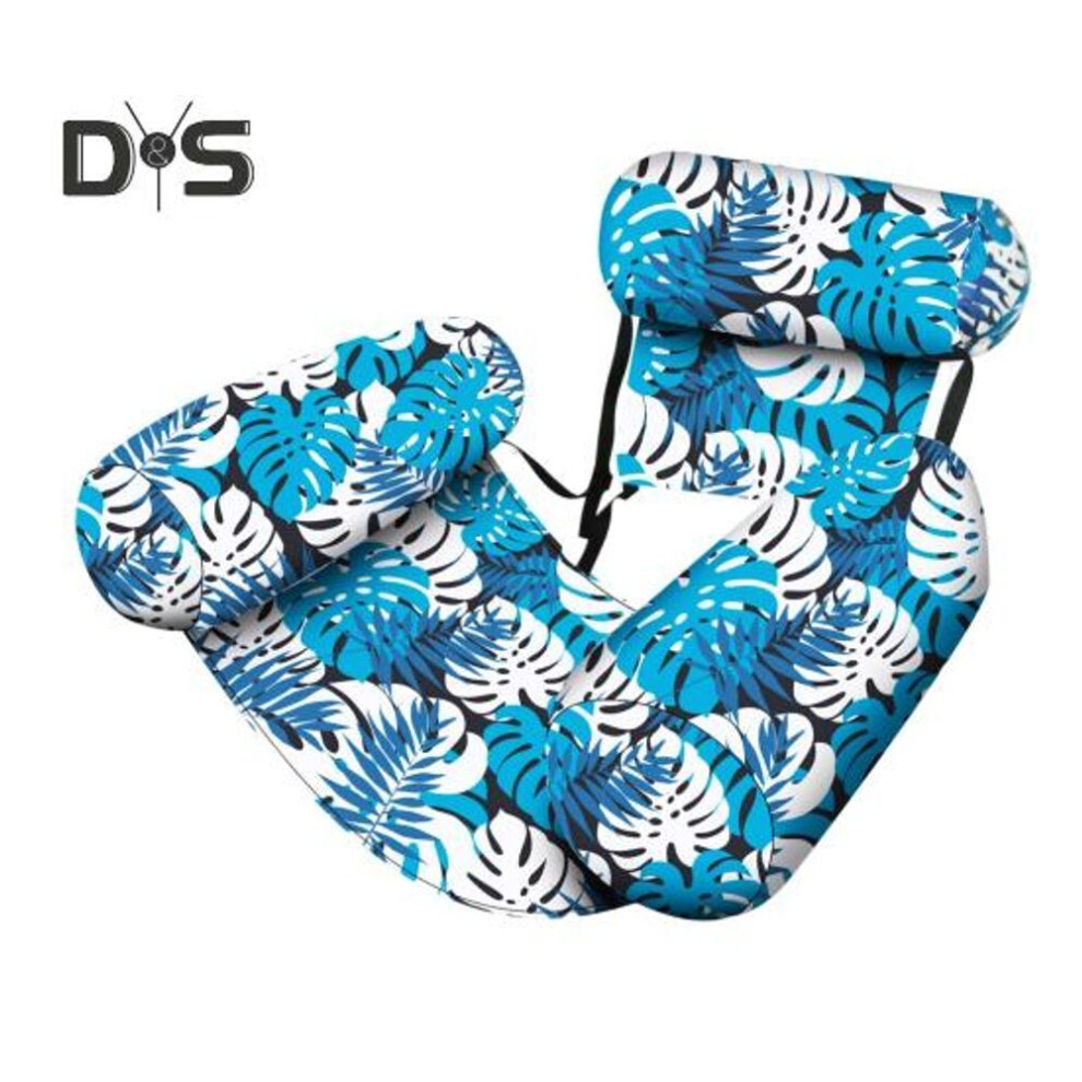 (blue) Inflatable Pool Float Plant Pattern Lounge Chair for Adults Floating Water Hammock Blow Up Pool Noodles for Swimming Party Summer Water Beach Lake Fun
