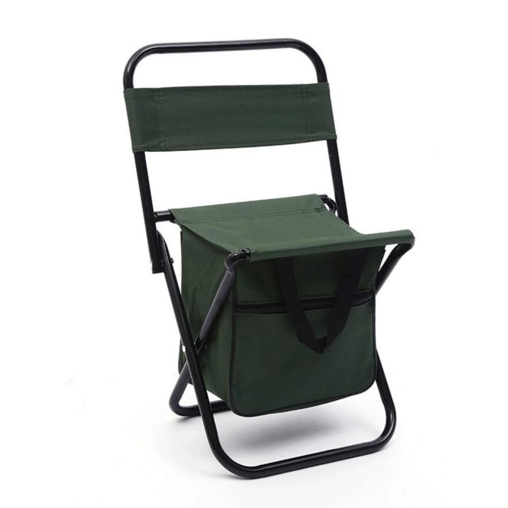 (green) Fishing Chair with Cooling Bag with Backpack Folding Chair Backpack Chairs for Adults Backpack Stool For RV Hiking, Hunting