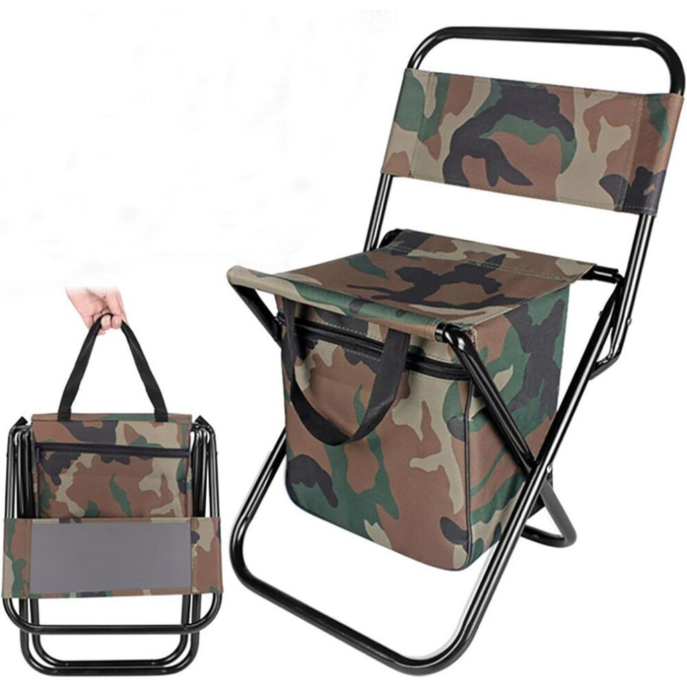 (brown) Fishing Chair with Cooling Bag with Backpack Folding Chair Backpack Chairs for Adults Backpack Stool For RV Hiking, Hunting