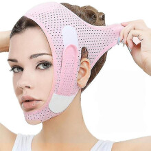 (Pink) Elastic Face-lifting Bandage V-shaped Facial Shaper Female Chin And Cheek Lifting Beauty Device