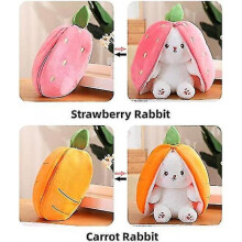 (18cm, Carrot Rabbit) Strawberry Bunny Transformed Into Little Rabbit Fruit Doll Plush Toy Carrot Rabbit Plush Doll Girl Kids Birthday Present