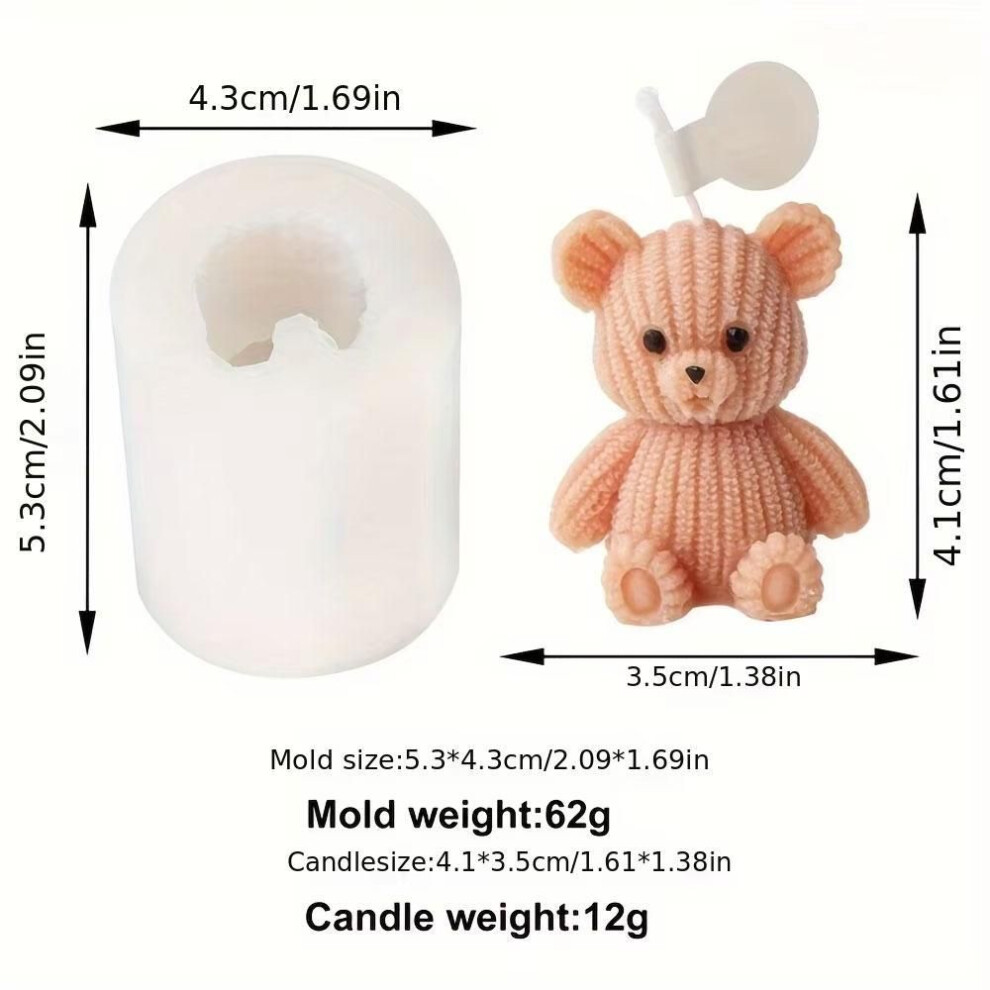 (A) Teddy Bear Candle Silicone Mould Aromatherapy Candle Making 3D Animal Painting Plaster Resin Moulds Diy Birthday Gifts Party Favor Supplies