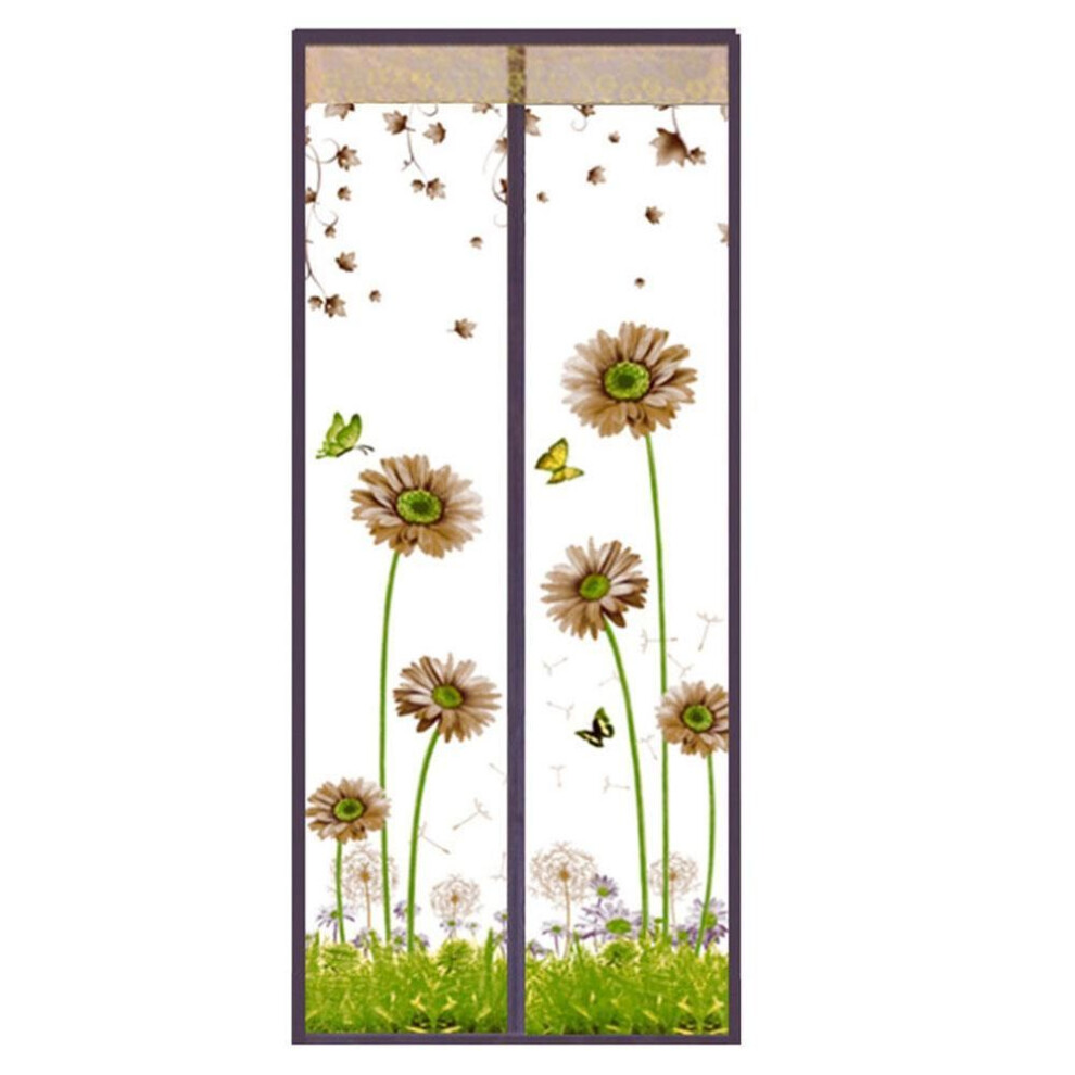 (coffee, 90*210cm) DYS Home Decor Flower Butterfly Magnetic Window Door Anti Mosquito Bug Mesh Net Curtain
