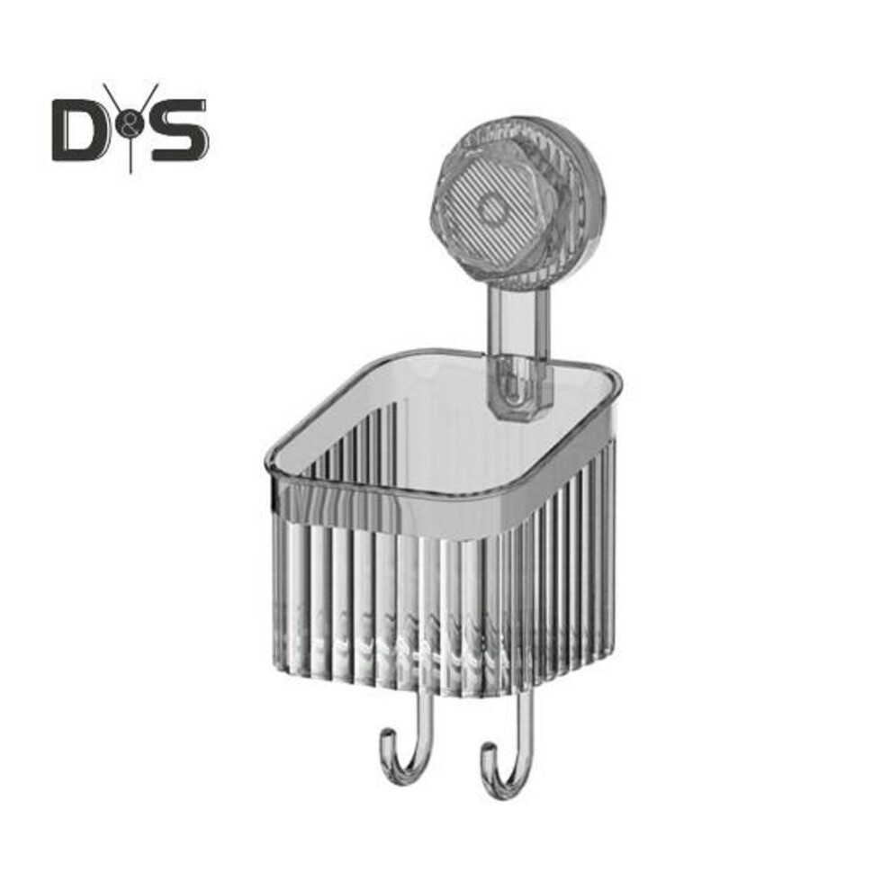 (grey, S) Suction Cup Storage Rack Bathroom Kitchen Organizer Large Capacity Strong Load-bearing Easy to Install Hanging Shower Shelf