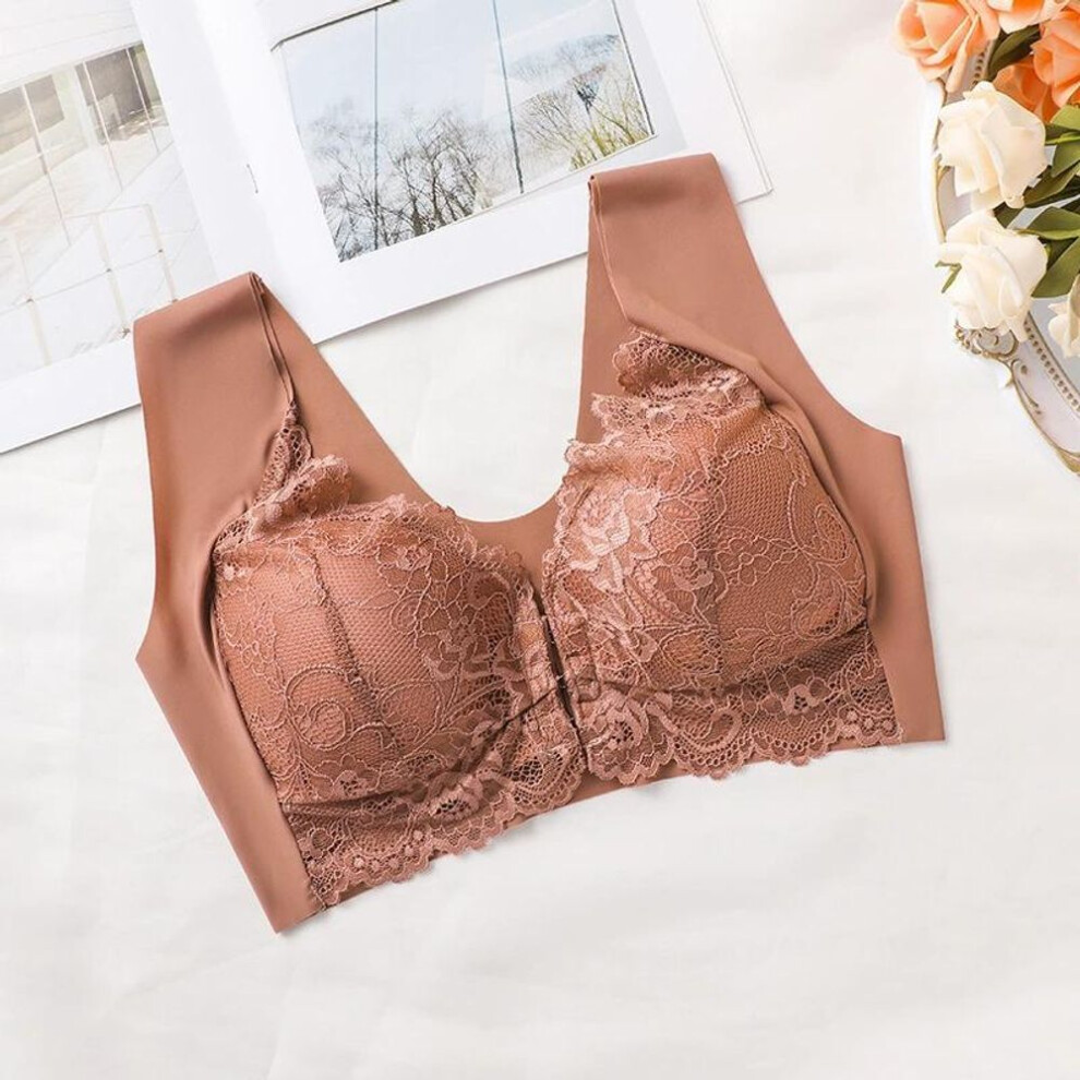 (brown, S) Bras for Women Comfortable Breathable Tops No Steel Ring Printed Bra Push Up Bra Gathering Large Size Lingerie Brassiere