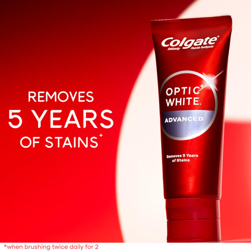 Colgate Pâte dentifrice Colgate Optic White Advanced, 2% Peroxyde d'Hydrogène, Blanc Éclatant, 4,5 Oz, 2 Pack 2