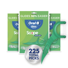 Oral-B Glide Mint Floss-stokjes met langdurige smaak, verpakking van 3 stuks van 75 stokjes (totaal 225)
