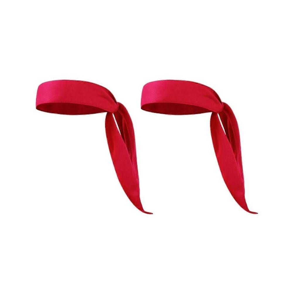 (2PCS,Red) Elastic Sports Sweatband for Tennis Unisex Men Women Boy Girl Teens Headband Gym Fitness Yoga Hair Bands Athletic Headwear