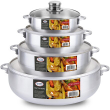 Alpine Cuisine 8-teiliges Set Aluminium Caldero Suppentopf mit Glasdeckel Kommerzieller Kochschmortopf