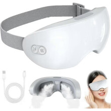 (White)Eyerelis Steam Therapy Eye Mask, Hot/Cold Compress with Adjustable Temperature, USB Rechargeable, Soft Silicone for Dry Eyes, Migraine Relief