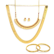 Zeneme Gold Placate and Bangles & Maharani Temple Temple Colier Set pentru femei ?i fete (design_05 2,8 inci)